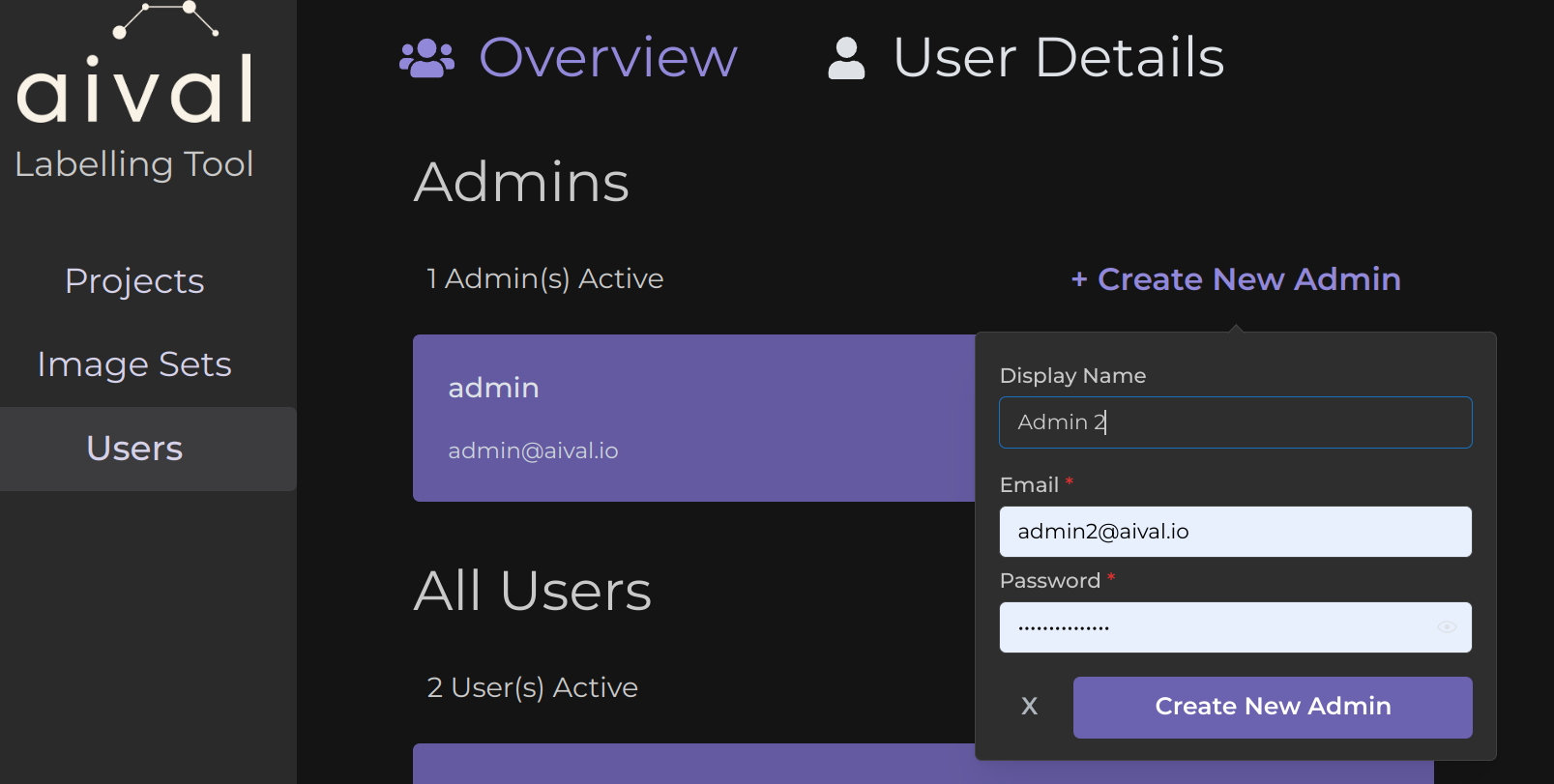 Adding admin details Image